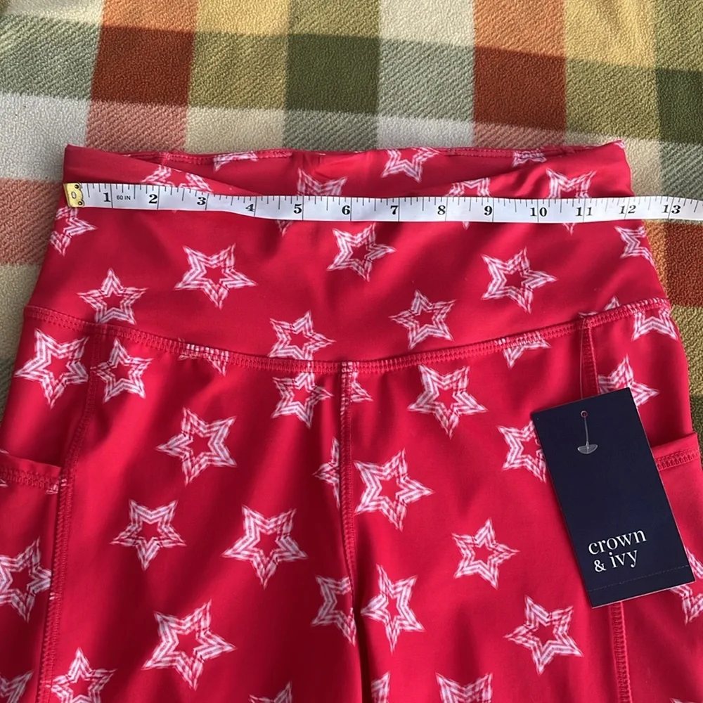 NWT Crown & Ivy‎ Patriotic Red and White Star Bike Shorts XS